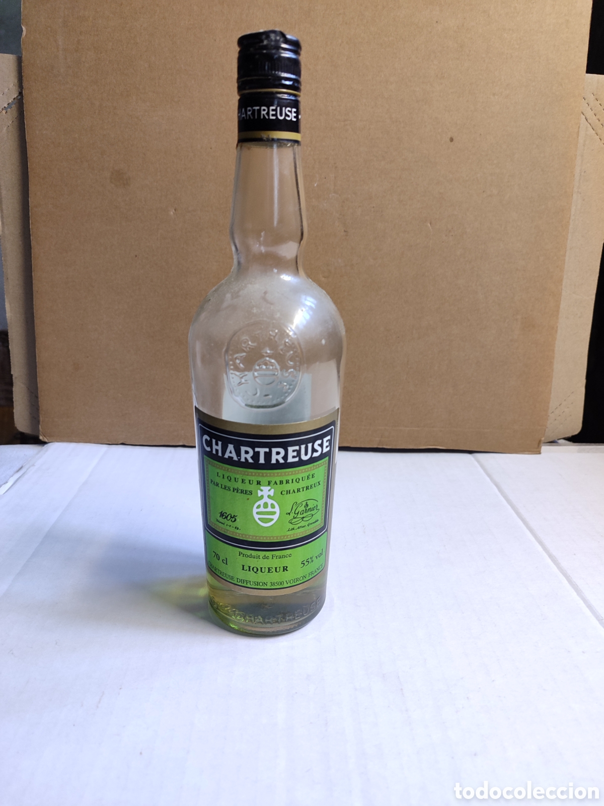 Coleccionismo de vinos y licores: Chartreuse.botella licor hecho en Francia.abierta.