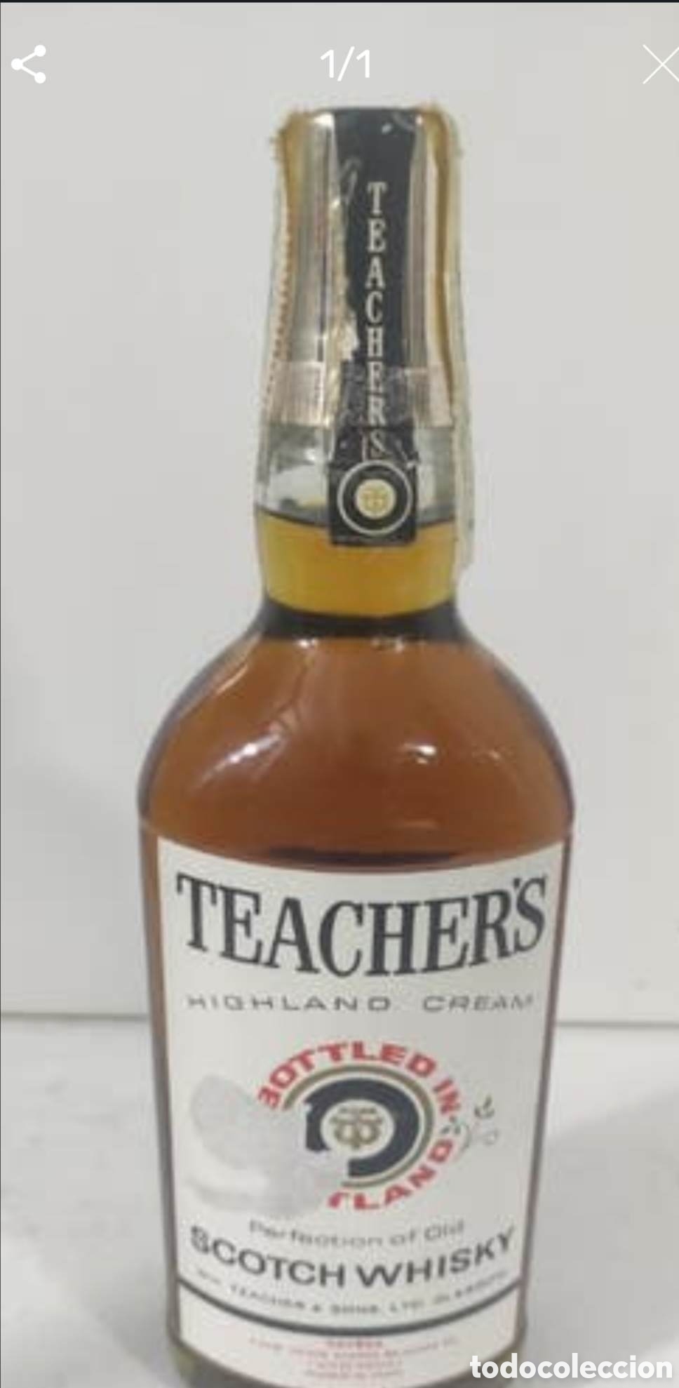 Coleccionismo de vinos y licores: Botella de whisky Teacher's Haighland Cream