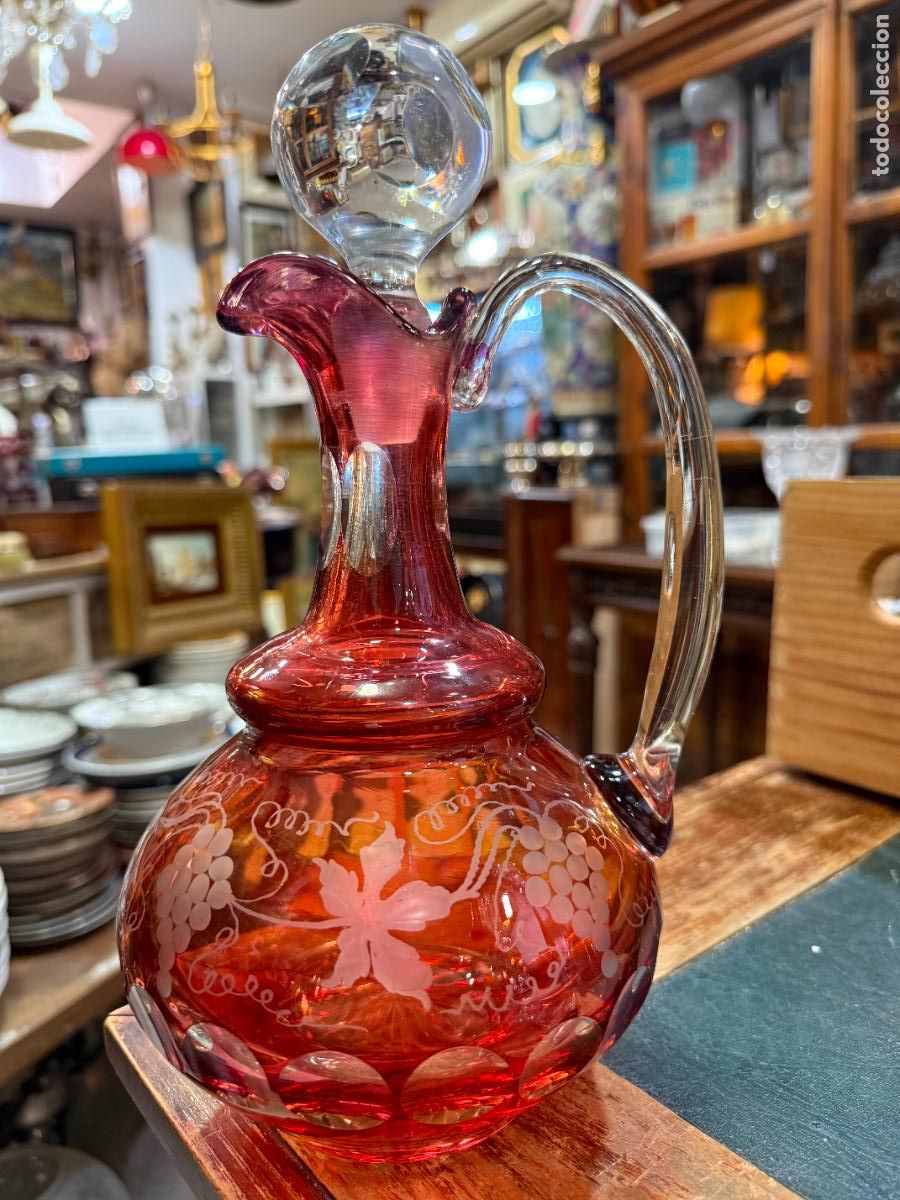 Coleccionismo de vinos y licores: ANTIGUA Y PRECIOSA JARRA CRISTAL DE BOHEMIA - MEDIDA TOTAL 29 CM