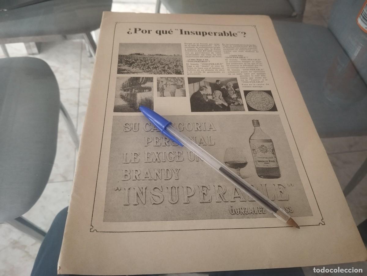 Coleccionismo de vinos y licores: BRANDY INSUPERABLE GONZALEZ BYASS ANUNCIO PUBLICIDAD REVISTA 1970