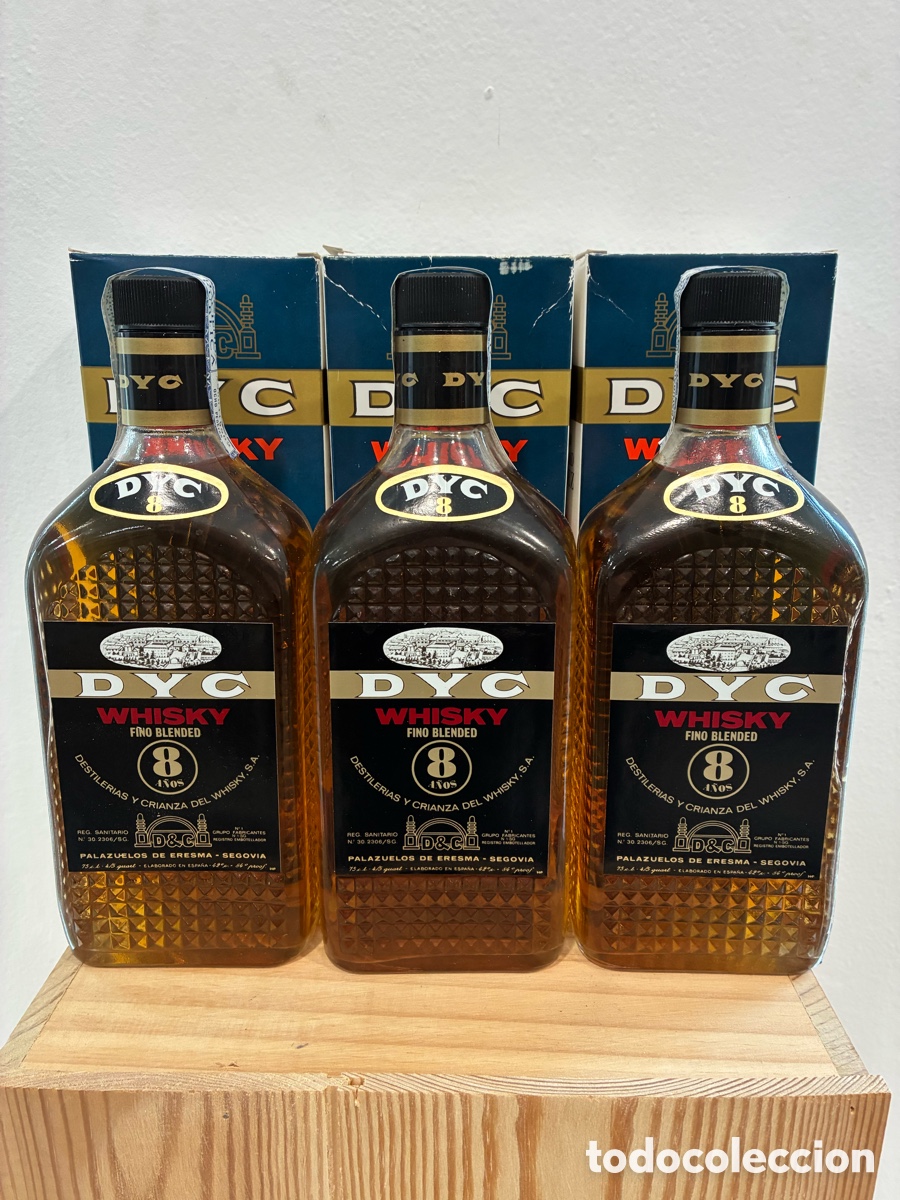 Coleccionismo de vinos y licores: 3 Botellas de Whisky Dyc 8 a&ntilde;os