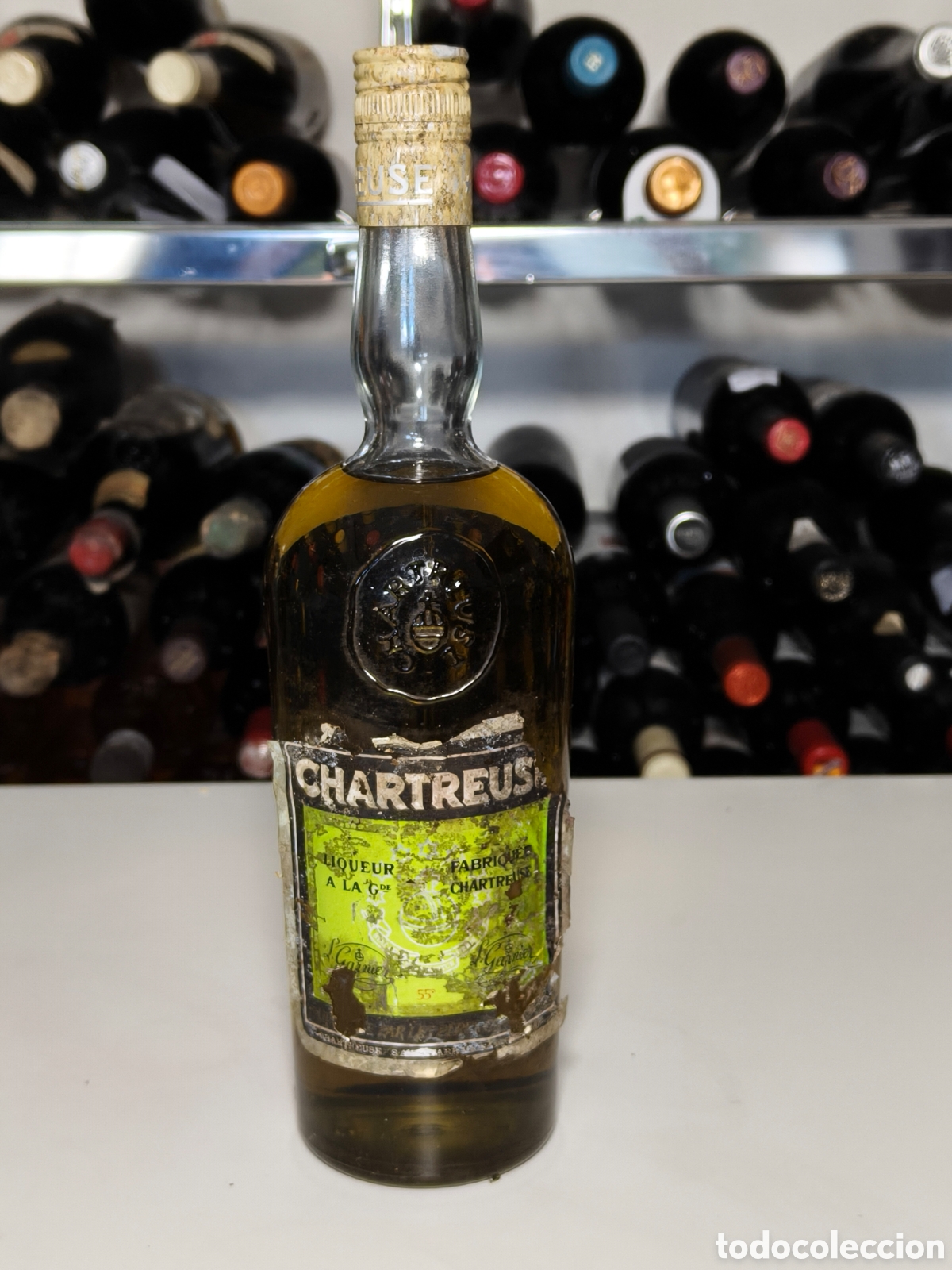 Coleccionismo de vinos y licores: Botella Chartreuse L Garnier etiqueta verde
