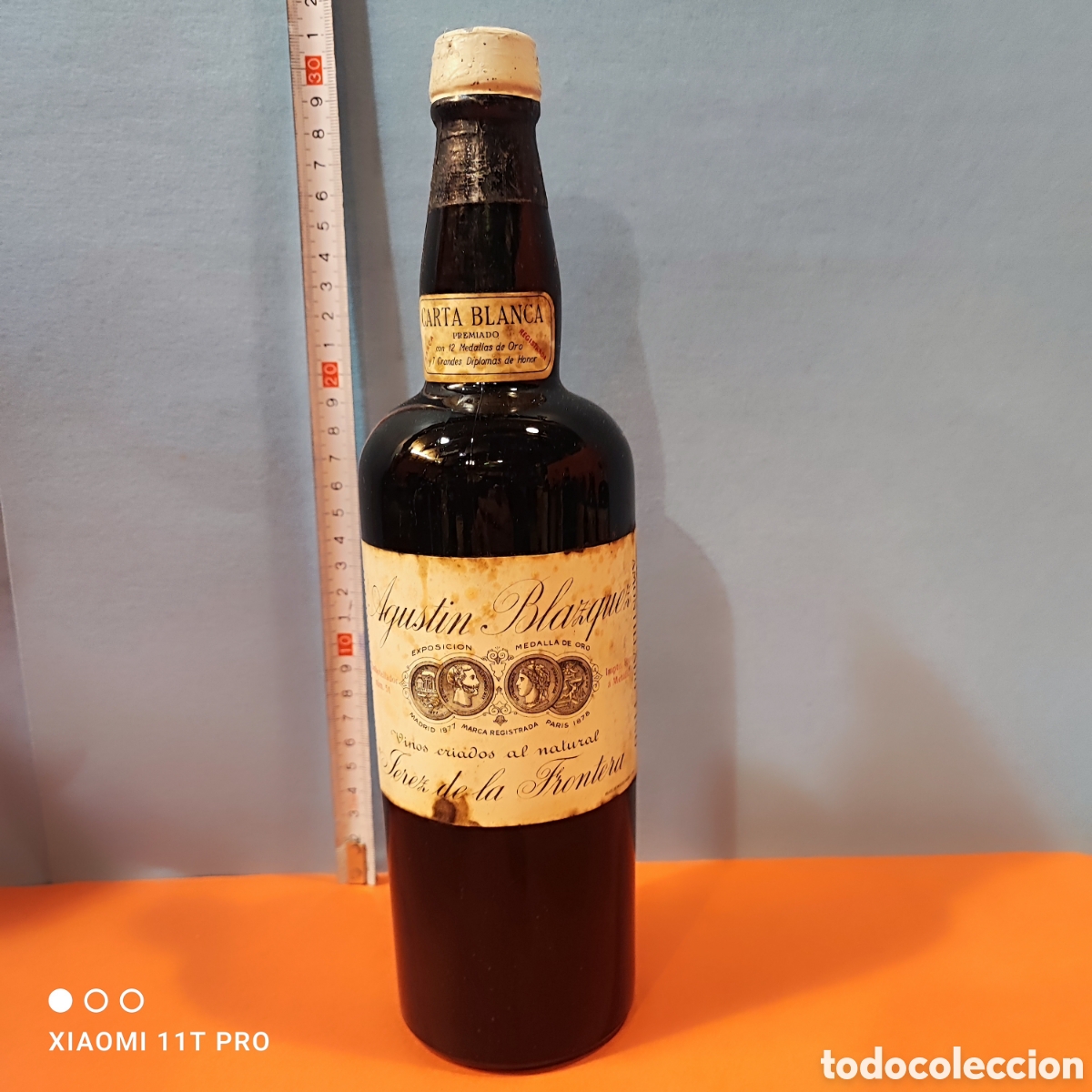 Coleccionismo de vinos y licores: Botella Agust&iacute;n Bl&aacute;zquez carta blanca