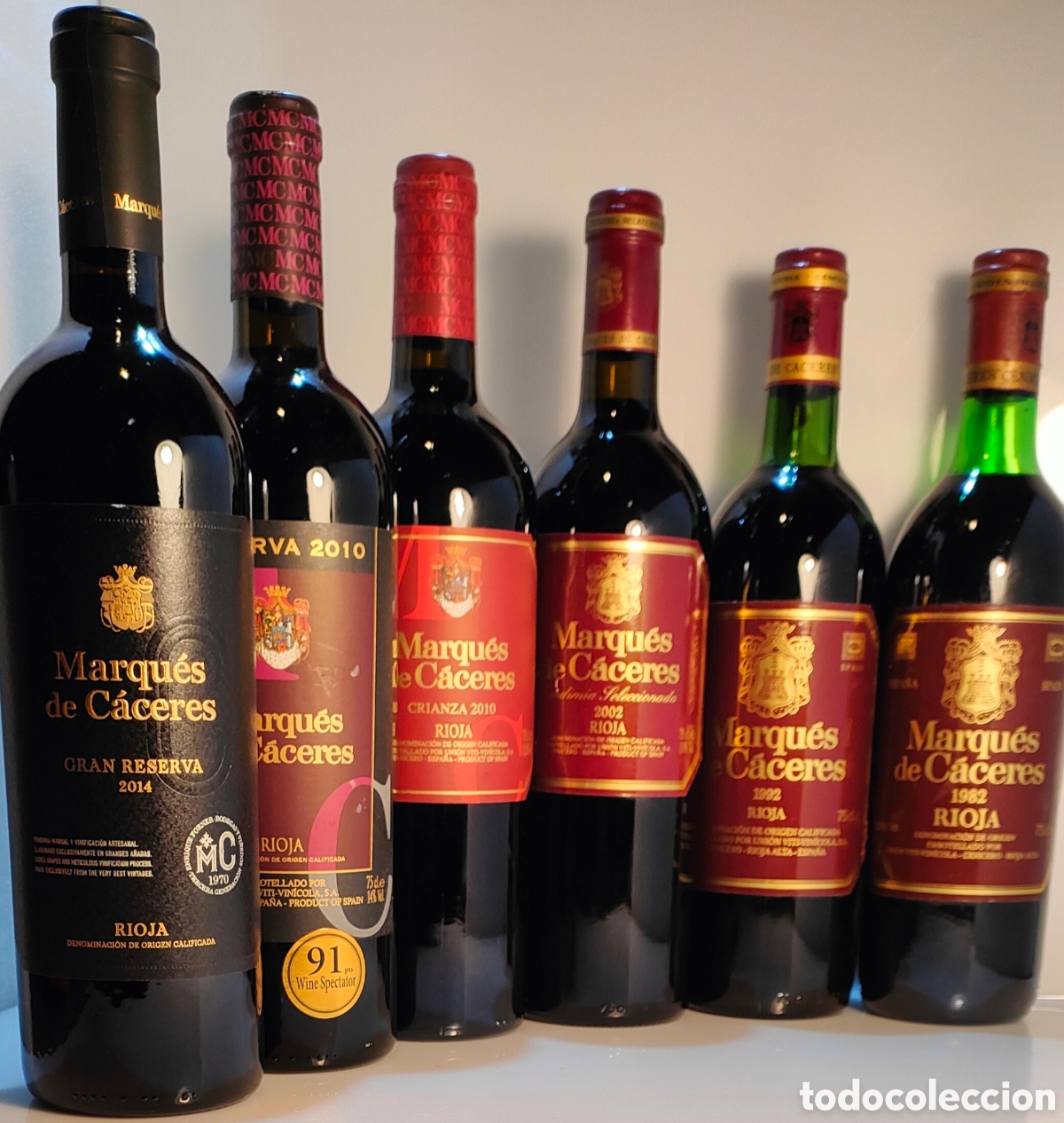 Coleccionismo de vinos y licores: 1982 1992, 2002, 2010, 2010 &rdquo;Riserva&rdquo; & 2014 Marques de C&aacute;ceres