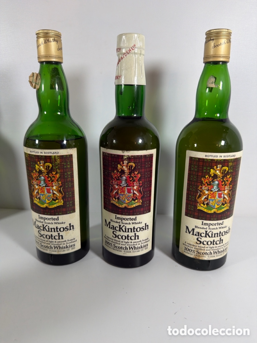 Coleccionismo de vinos y licores: Lote 3 Botellas Antiguas Whisky MacKintosh Scotch Importado Vintage Escocia