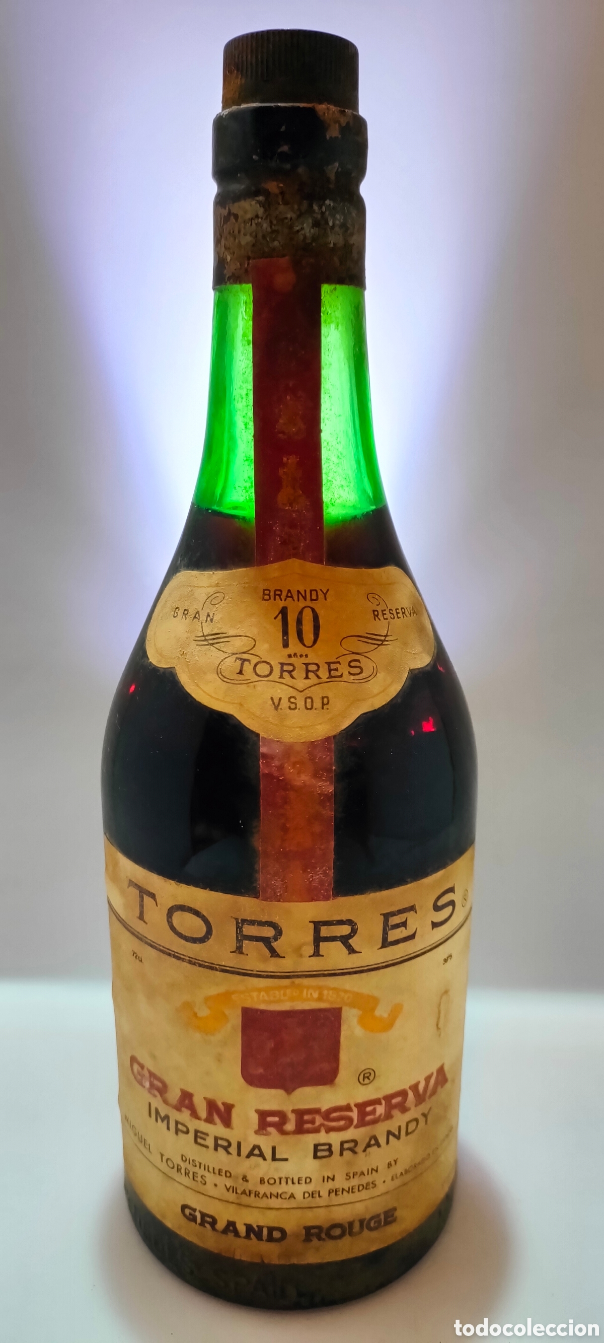 Coleccionismo de vinos y licores: BRANDY TORRES 10 GRAN RESERVA ( ETIQUETA 8PESETAS ) De los a&ntilde;os 1970s