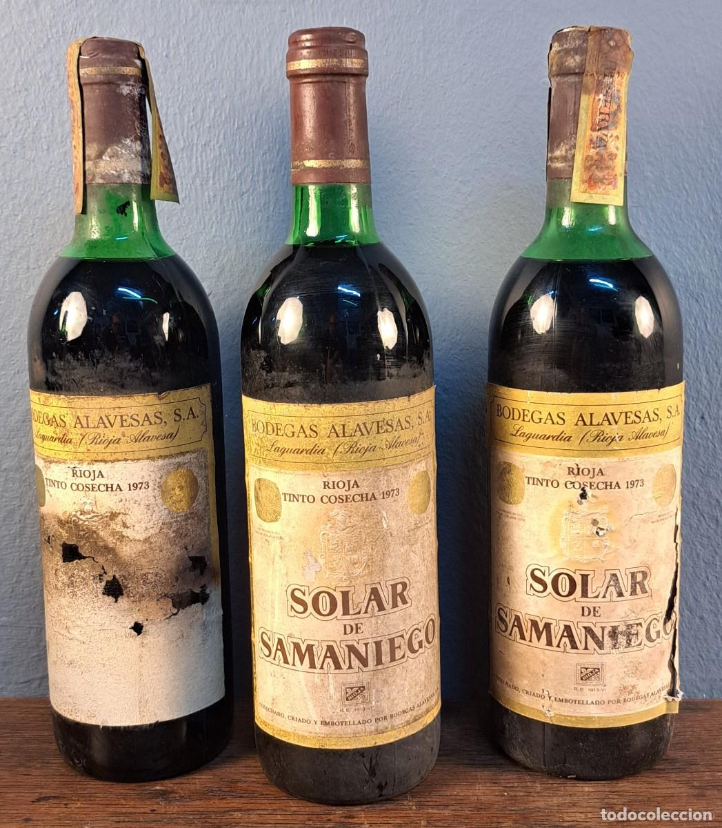 Coleccionismo de vinos y licores: Vino Rioja, Solar de Samaniego, cosecha de 1973. lote 3 botellas
