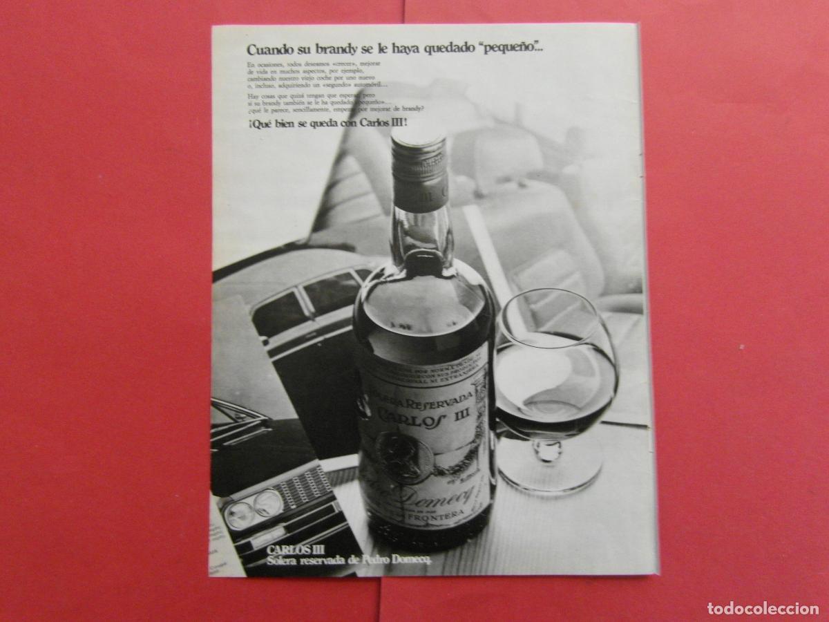 Collection of wines and liquors: PUBLICIDAD 1975 - SOLERA RESERVADA CARLOS III JEREZ DE LA FRONTERA DOMECQ