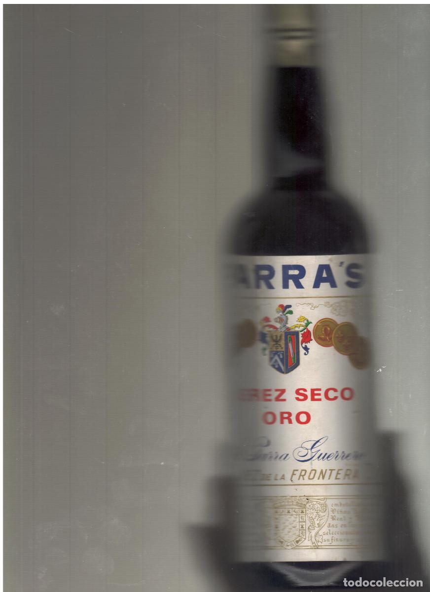Coleccionismo de vinos y licores: Vino Jerez, PARRA&acute;S Jerez seco oro, Bodega de A.Parra Gutierrez botella sin desprecintar.Llena.