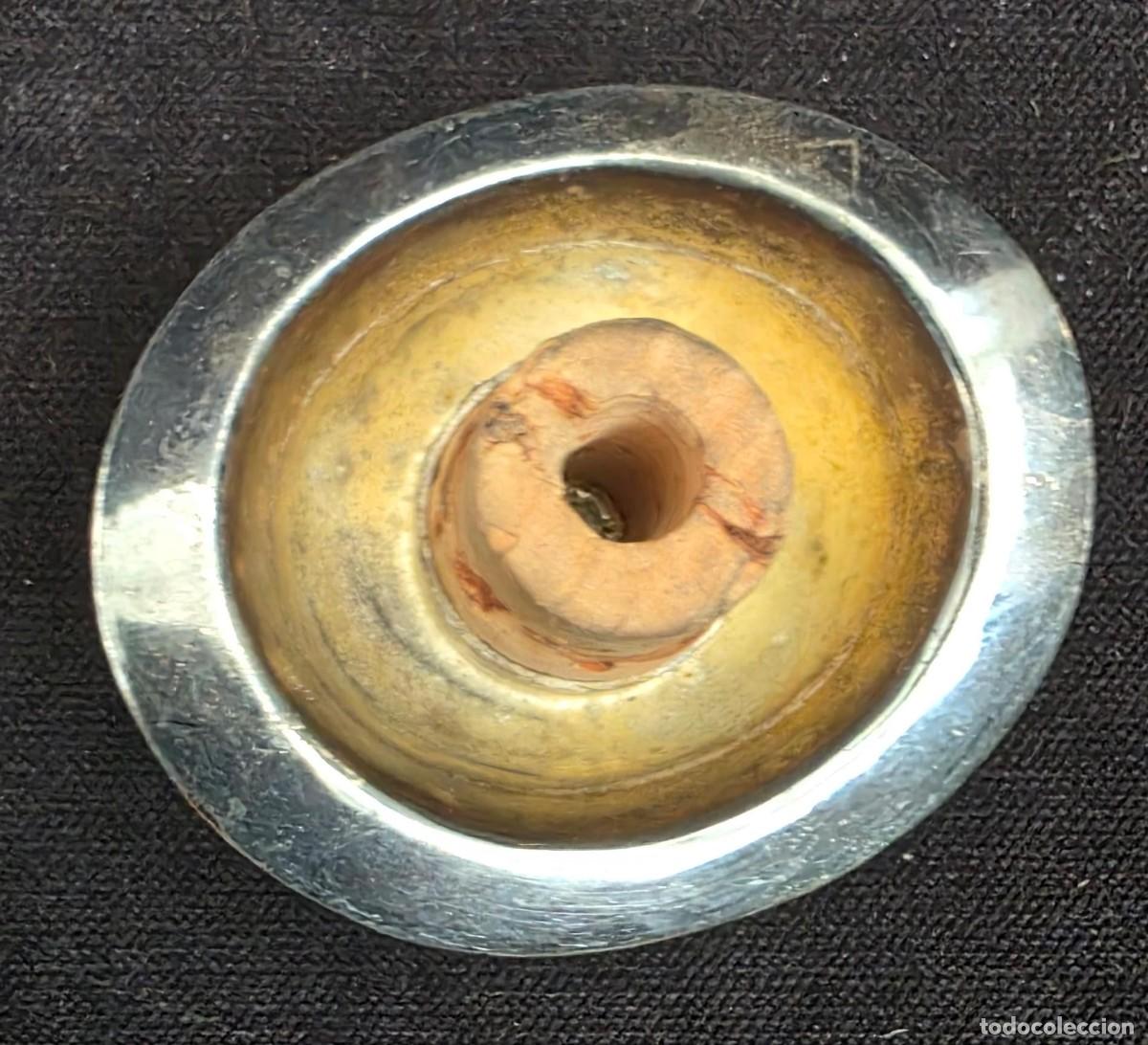 Coleccionismo de vinos y licores: Tap&oacute;n de Botella de Vino Vintage en Metal Plateado y Corcho 7x3 cm