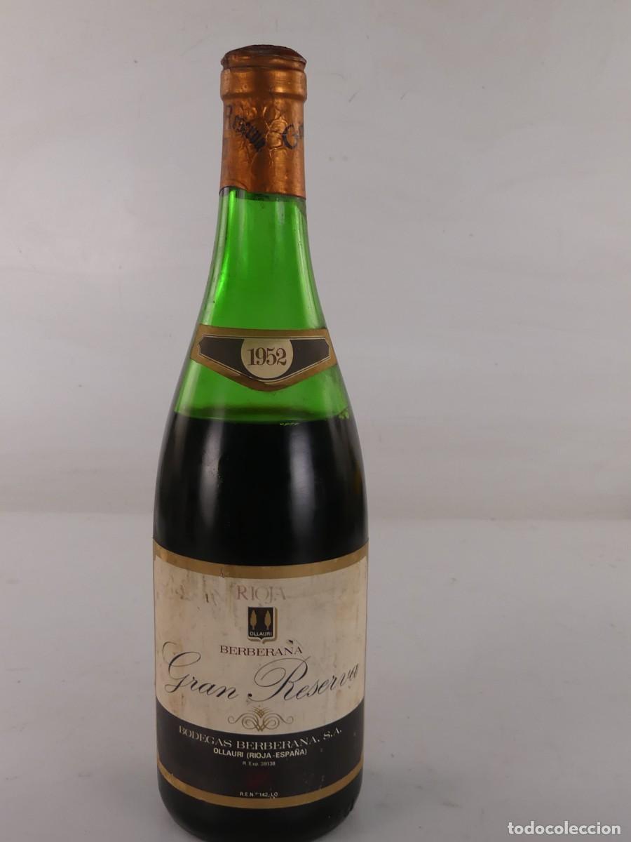 Collectionnisme de vins et liqueurs: BOTELLA DE VINO RIOJA - BERBERANA - GRAN RESERVA A&Ntilde;O 1952