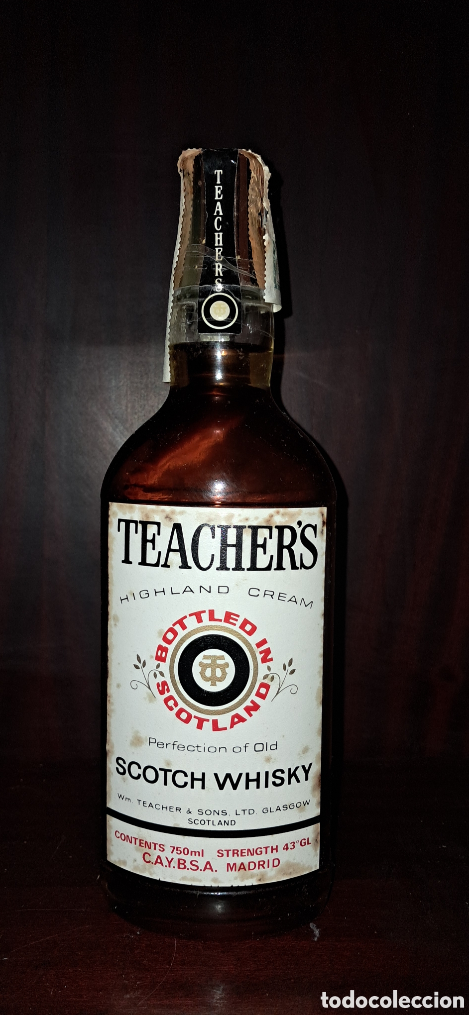 Coleccionismo de vinos y licores: Whisky Teacher's Highland Cream Scotch Whisky &ndash; Estuche Original &ndash; Sello de Importaci&oacute;n Vintage