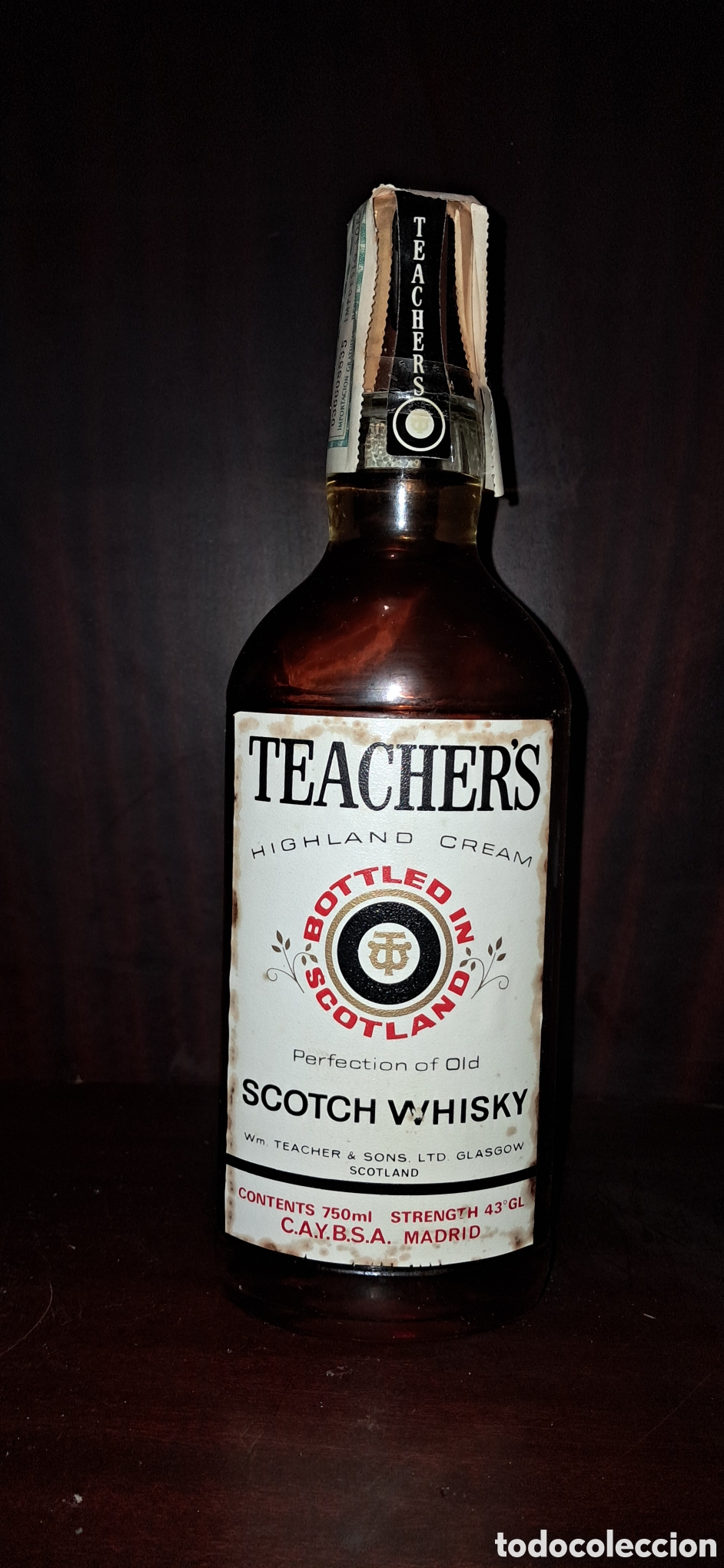 Coleccionismo de vinos y licores: Whisky Teacher's Highland Cream Scotch Whisky &ndash; Estuche Original &ndash; Sello de Importaci&oacute;n