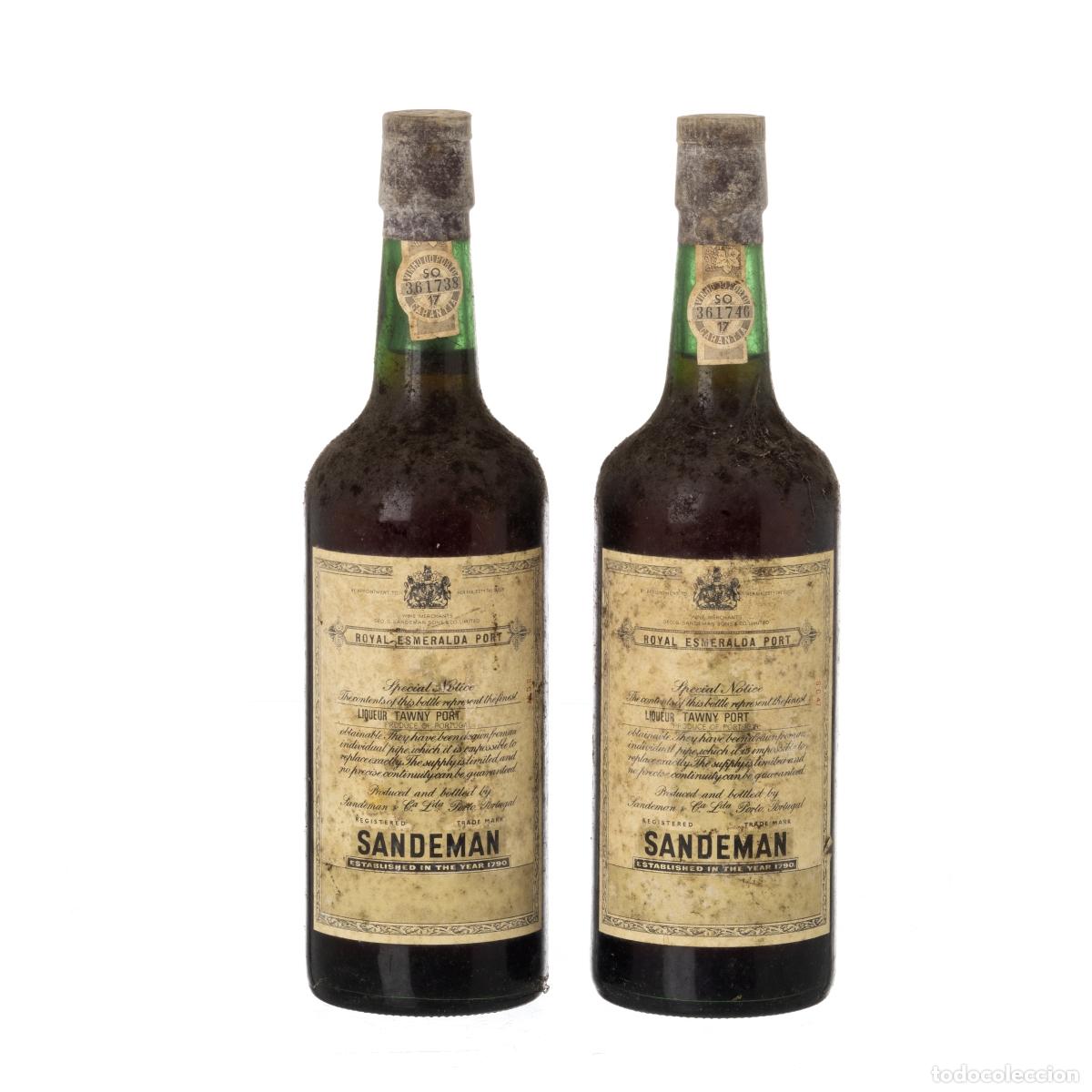 Sammlung von Weinen und Lik&ouml;ren: Vinos - 2 botellas - Vino de Oporto Sandeman Royal Esmeralda