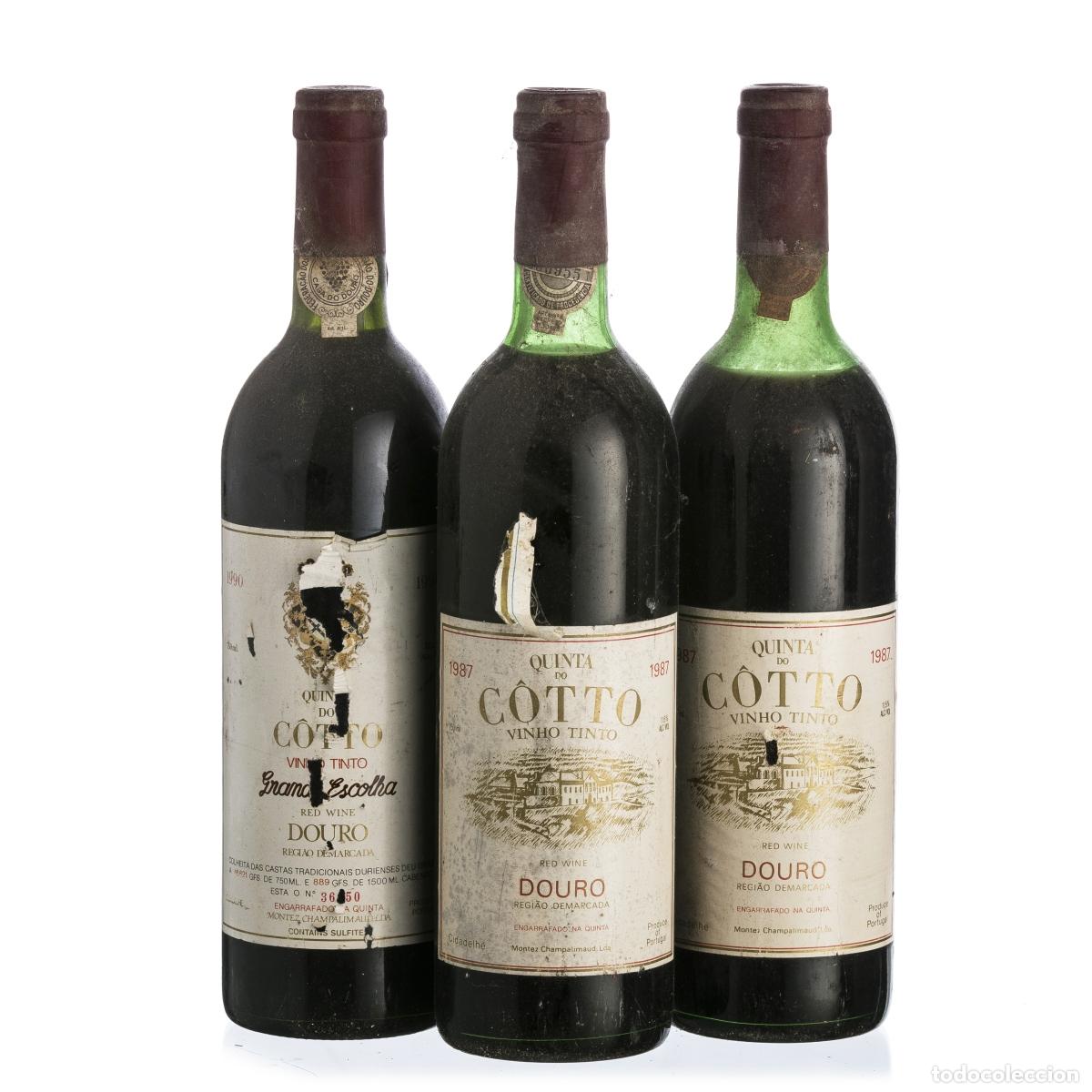 Collection of wines and liquors: Vinos - 3 botellas - Quinta do C&ocirc;tto Grande Escolha 1990 - 1987