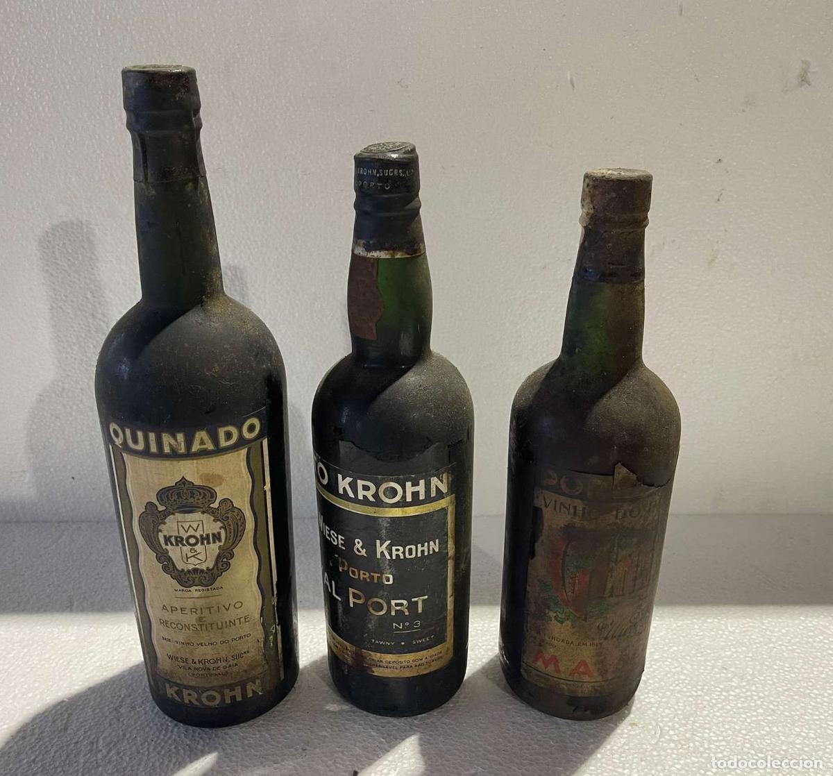 Coleccionismo de vinos y licores: Vinos: 3 botellas de vino de Oporto Krohn.