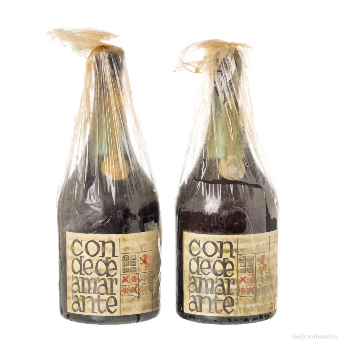 Collectionnisme de vins et liqueurs: Vinos - 2 botellas - Aguardiente a&ntilde;ejo - Conde de Amarante