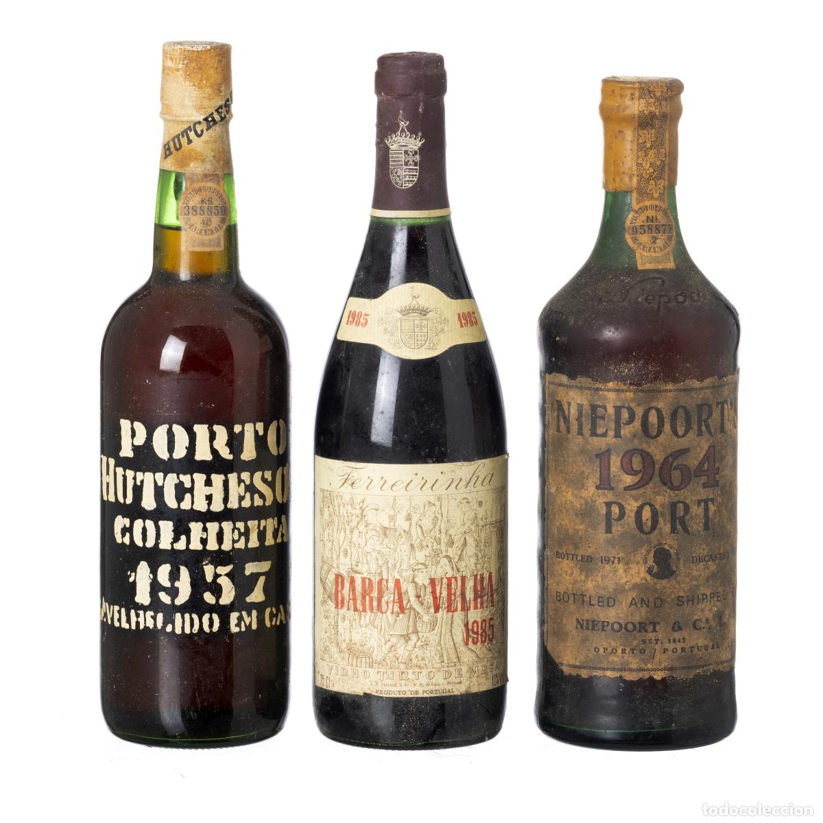 Coleccionismo de vinos y licores: Vinos - Tres botellas de vino: Barca Velha 1985; vino de Oporto Niepoor 1964 y vino de Oporto Hutchi