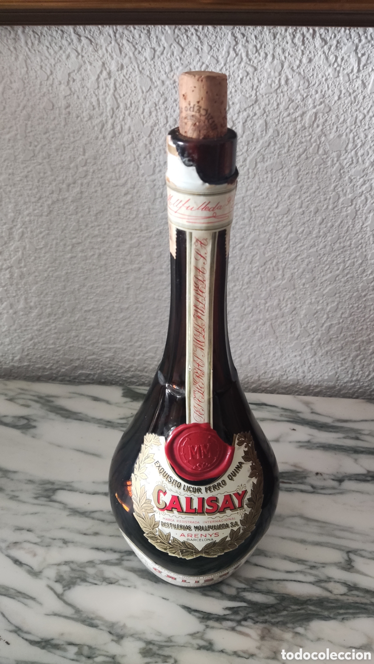 Coleccionismo de vinos y licores: ANTIGUA BOTELLA CALISAY MOLLFULLEDA -ABIERTA&ndash; ARENYS DE MAR &ndash; LICOR HIST&Oacute;RICO