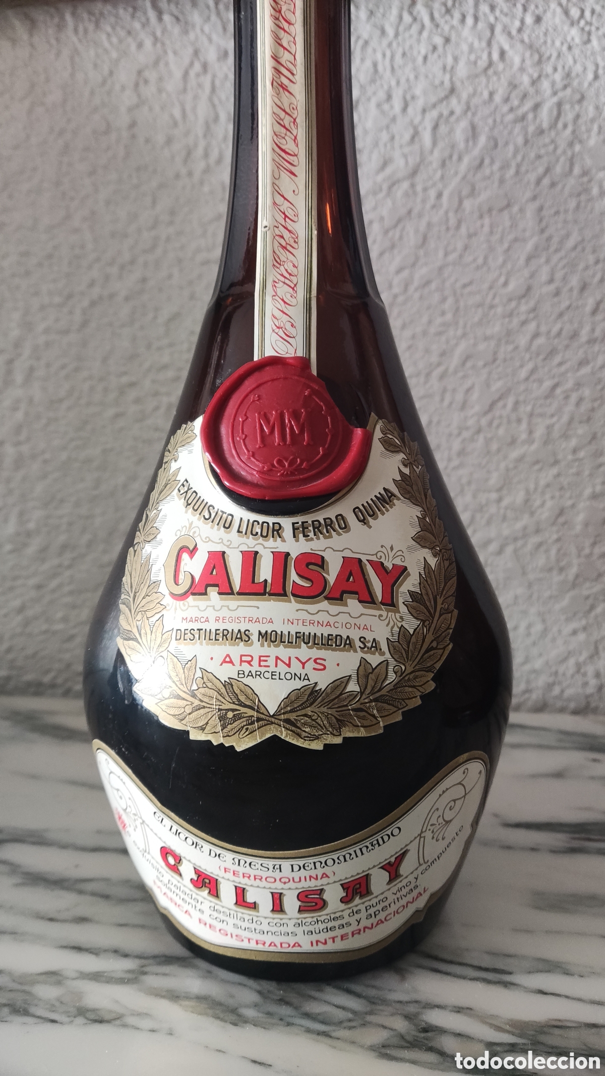 Coleccionismo de vinos y licores: ANTIGUA BOTELLA CALISAY MOLLFULLEDA -ABIERTA&ndash; ARENYS DE MAR &ndash; LICOR HIST&Oacute;RICO