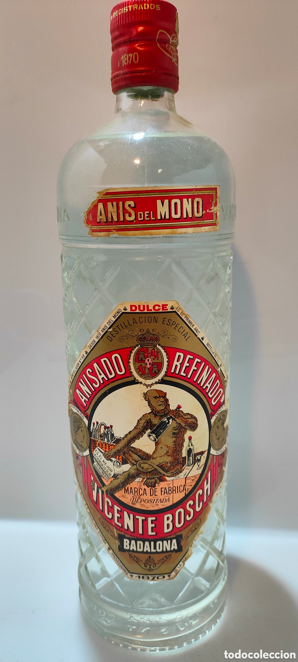 Coleccionismo de vinos y licores: 1970s An&iacute;s del Mono de 1 litro (sin abrir)
