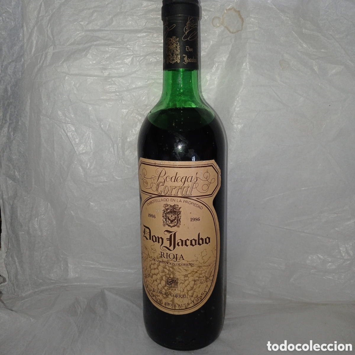 Collection of wines and liquors: BOTELLA DE VINO COLECCION DON JACOBO RIOJA 1986