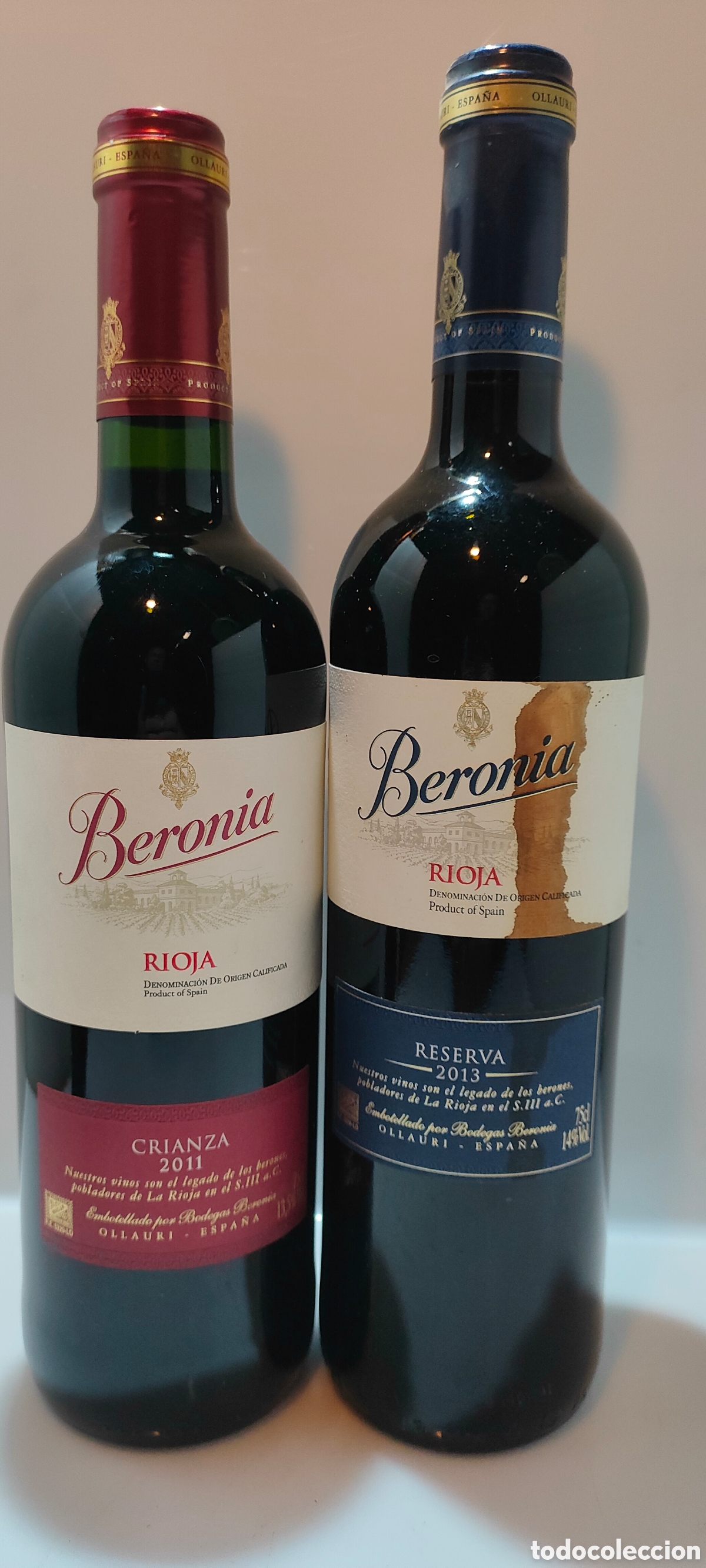 Coleccionismo de vinos y licores: 2011 & 2013 Beronia Crianza y Reserva Rioja