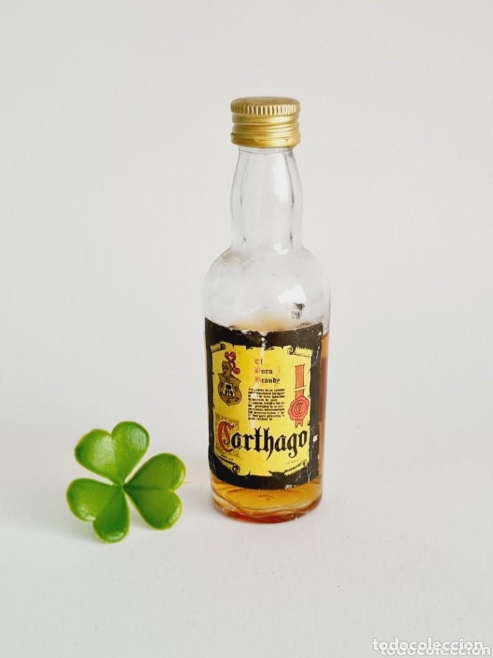 Coleccionismo de vinos y licores: BOTELLITA BRANDY CARTHAGO 11.9CM VIDRIO BOTELLIN