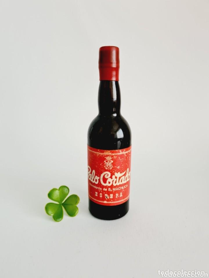 Coleccionismo de vinos y licores: BOTELLITA PALO CORTADO 16CM BOTELLIN LLENO