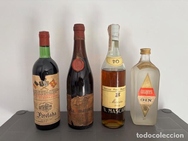 Coleccionismo de vinos y licores: LOTE BOTELLAS VINO BRANDY Y GINEBRA VINTAGE