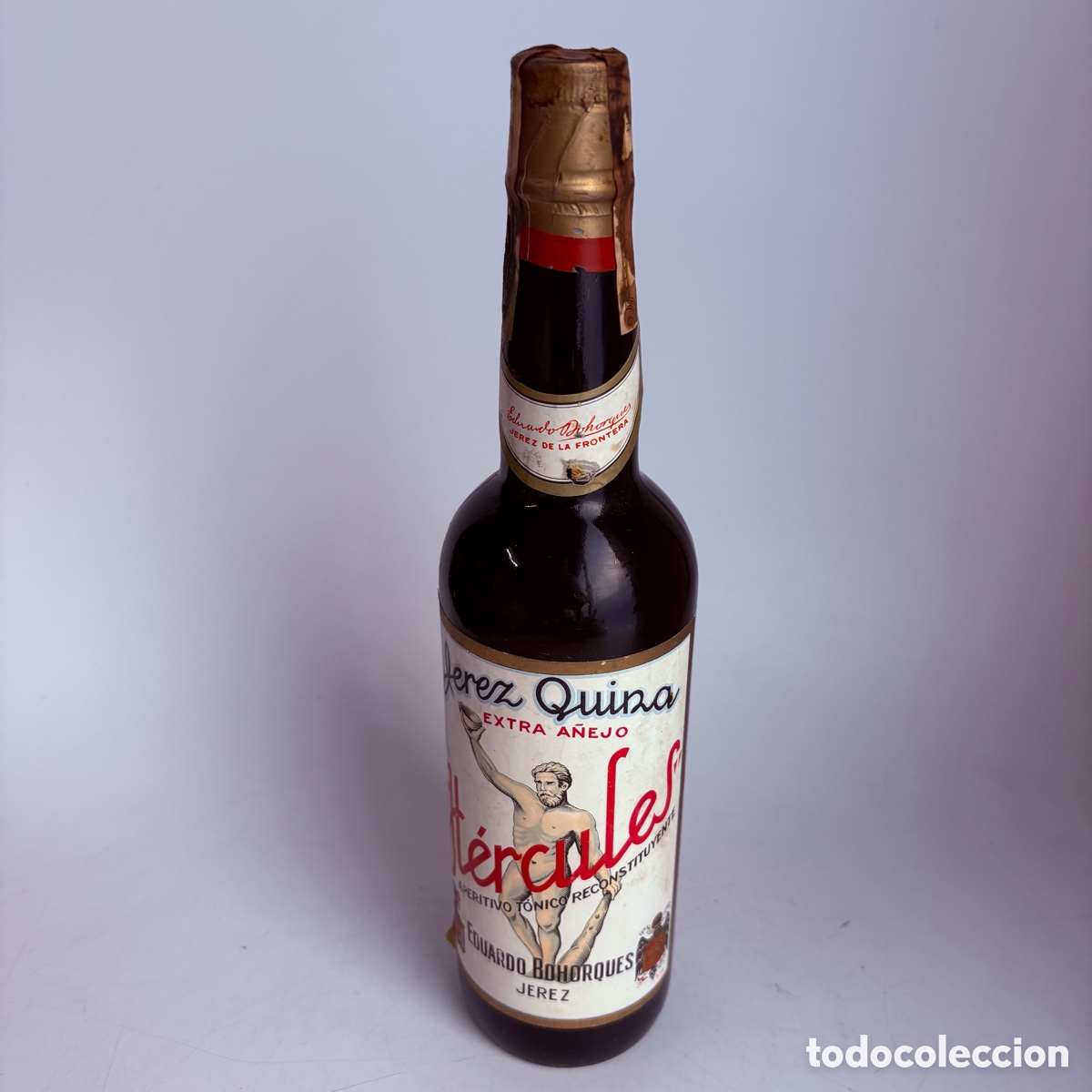 Coleccionismo de vinos y licores: Botella de vino Jerez Quina extra a&ntilde;ejo Hercules - Eduardo Bohorques - Jerez