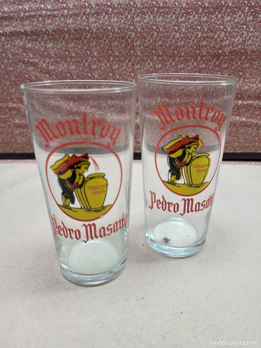 Coleccionismo de vinos y licores: VASOS CRISTAL PUBLICIDAD VINO MONTROY PEDRO MASANA COSECHA 1900