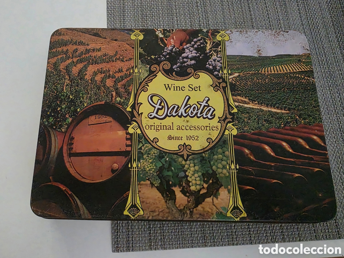 Coleccionismo de vinos y licores: CAJA METALICA SET DE VINO DAKOTA