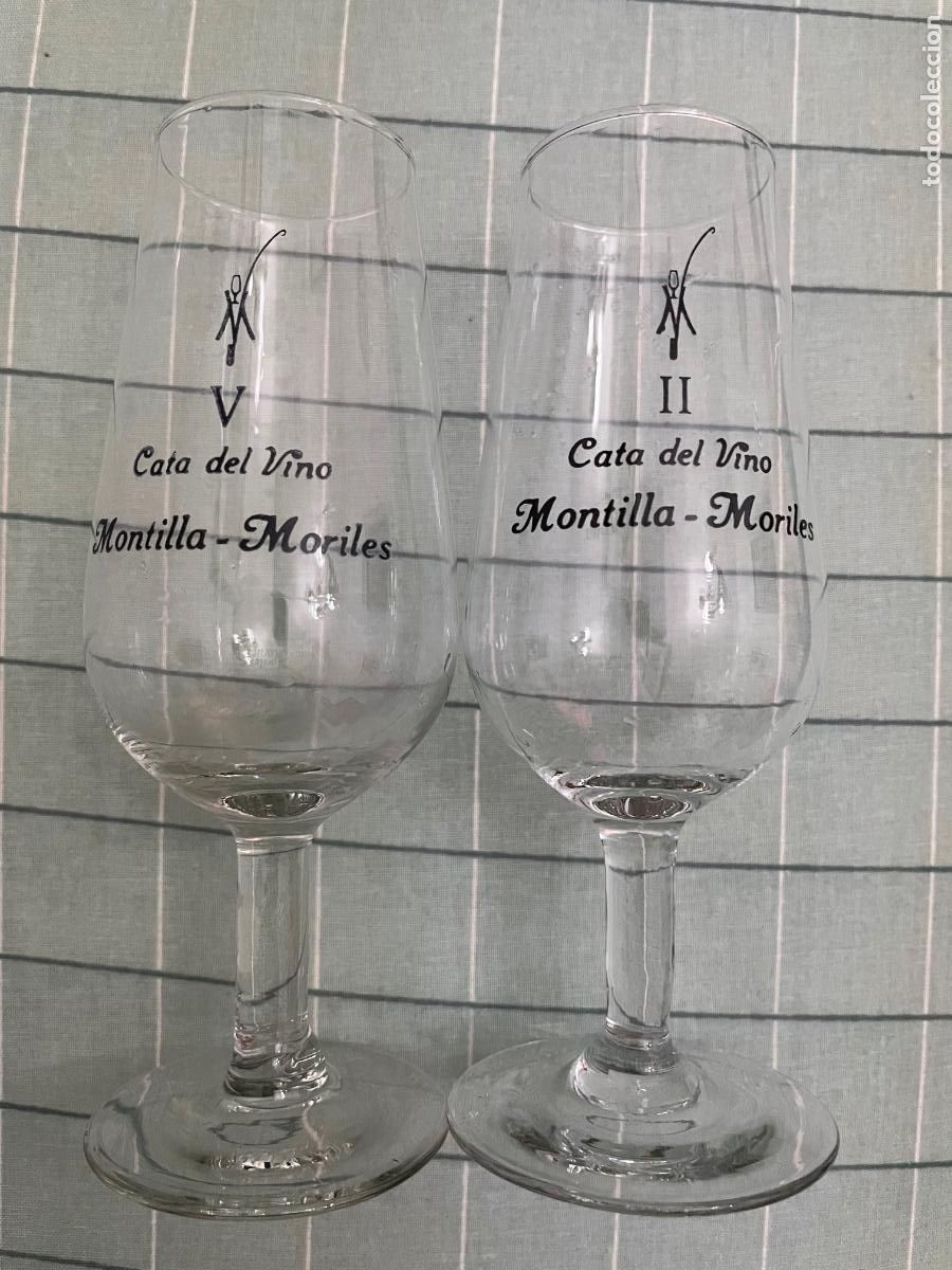 Coleccionismo de vinos y licores: dos copas de vino II y V cata del vino Montilla Moriles