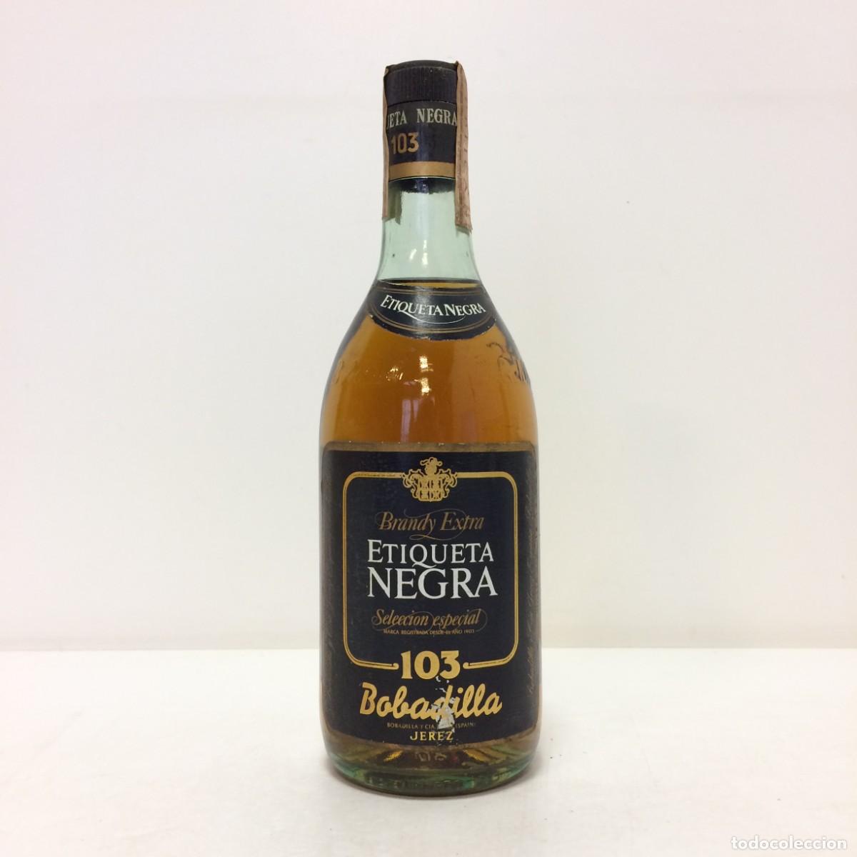 Coleccionismo de vinos y licores: Brandy: 103 Etiqueta Negra Brandy Extra, Seleccion Especial, Bobadilla, Sello 4 Pesetas (Jerez)