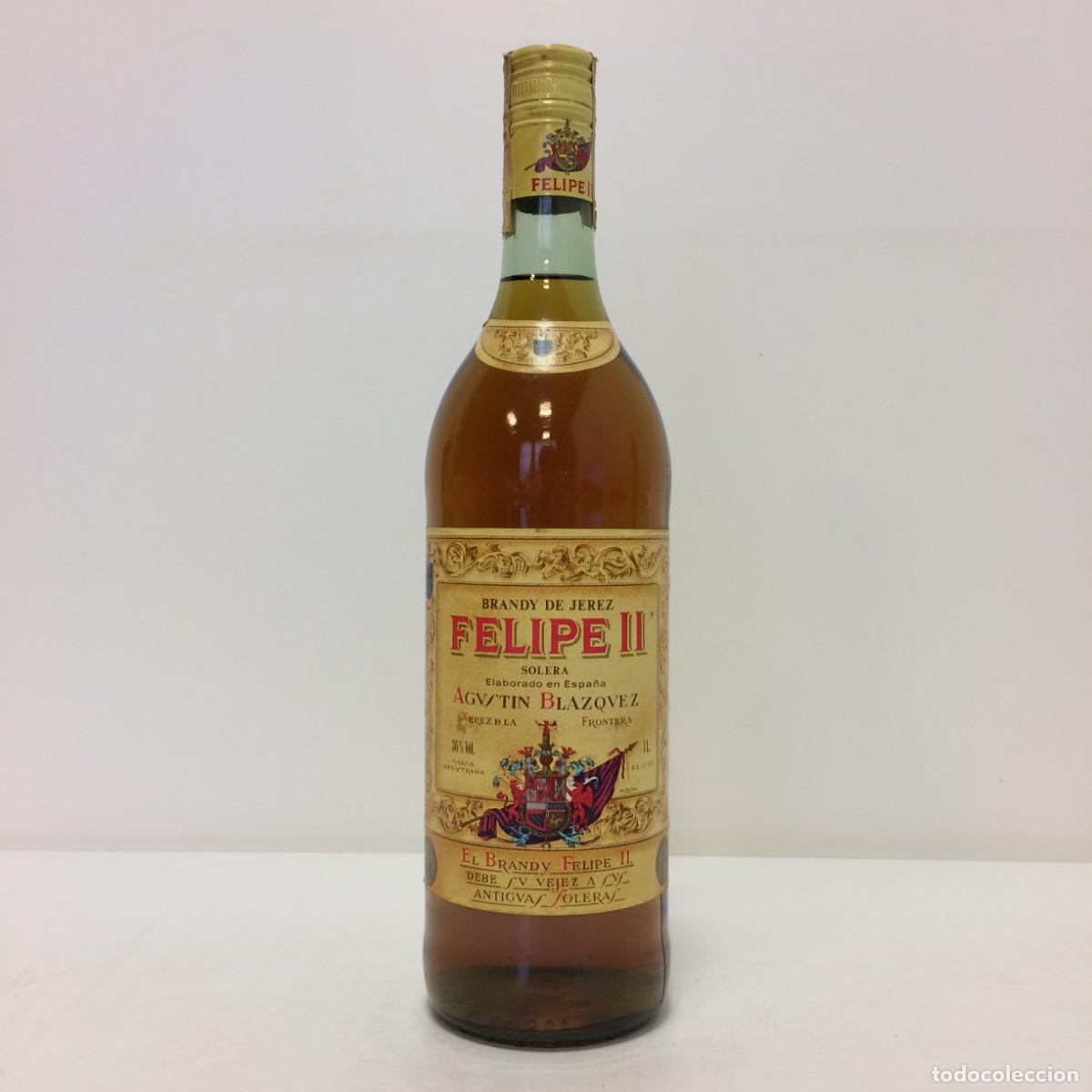 Coleccionismo de vinos y licores: Brandy: Felipe II Solera, Agustin Blazquez, 1L (Jerez)