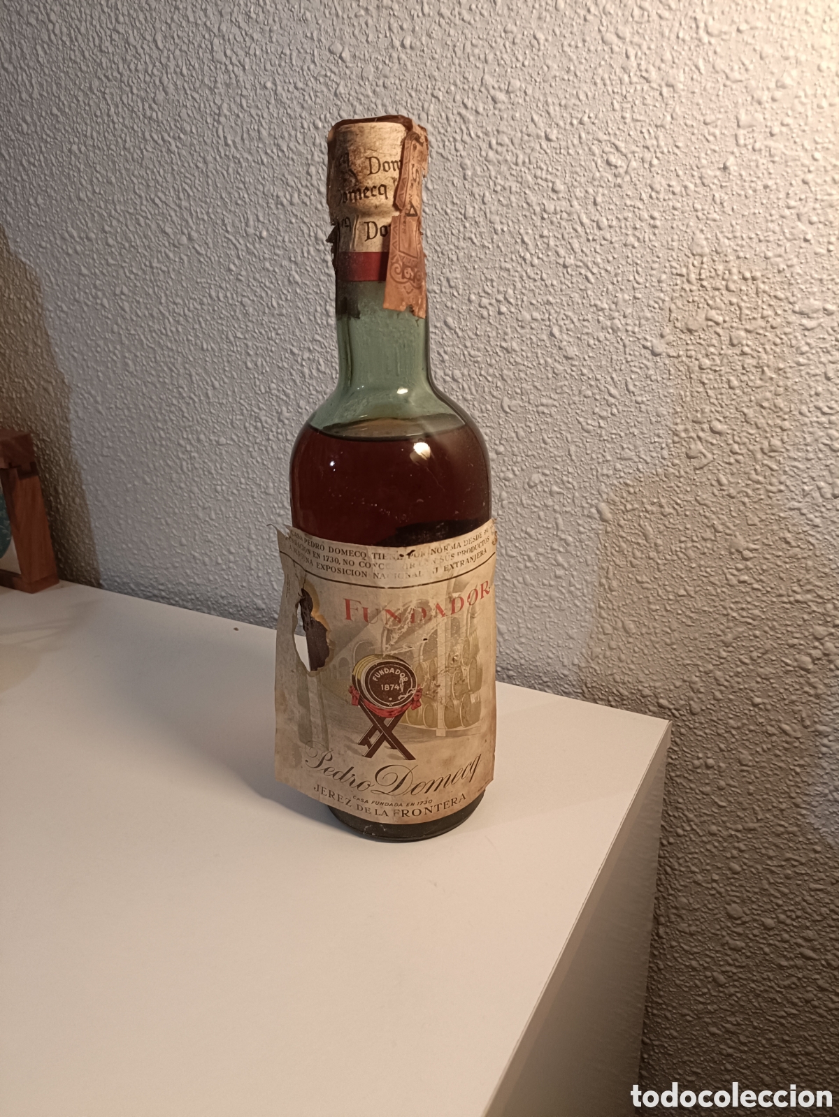 Coleccionismo de vinos y licores: Botella antigua brandy FUNDADOR Pedro Domecq