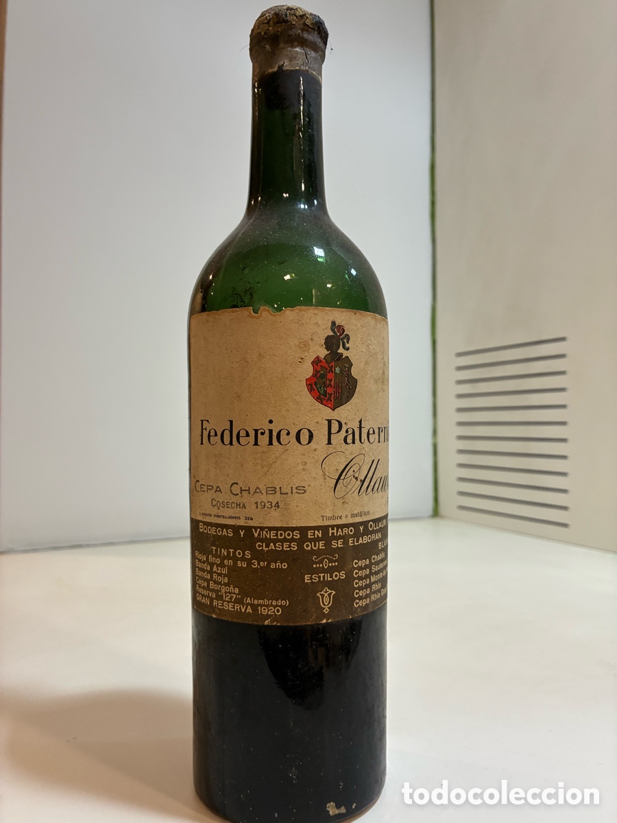 Coleccionismo de vinos y licores: Paternina Cepa Chablis 1934