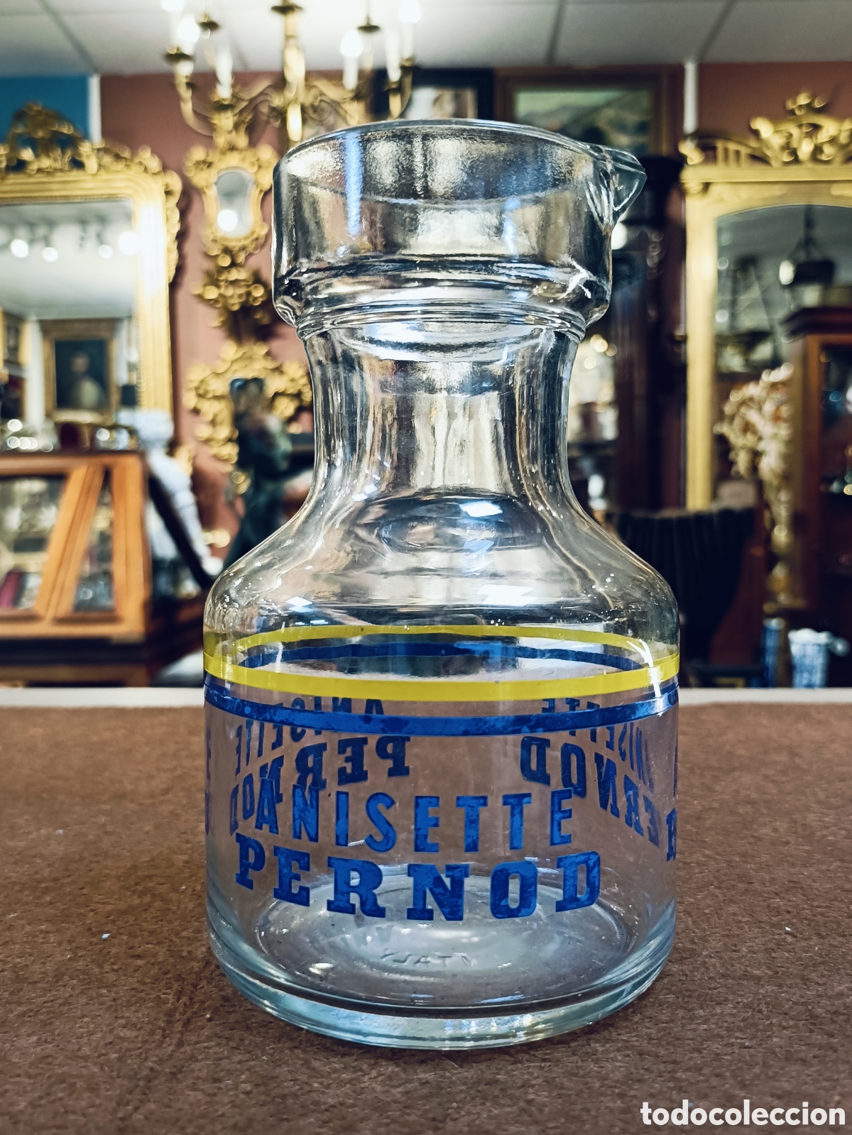Coleccionismo de vinos y licores: Antigua jarra de cristal, publicidad de Anisette Pernod, Made in Italy. Original, a&ntilde;os 60 - 70.