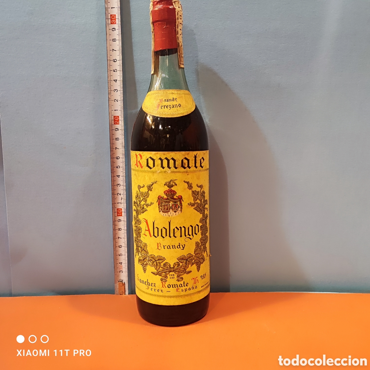 Coleccionismo de vinos y licores: Botella de brandy Romate Abolengo Jerez de la frontera.