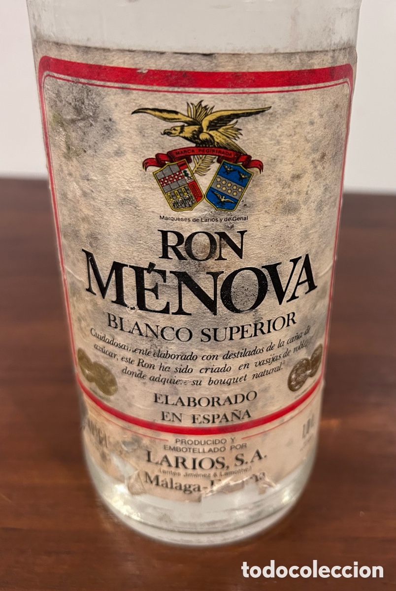 Coleccionismo de vinos y licores: RON M&Eacute;NOVA. LARIOS. MALAGA. BOTELLA PRECINTADA Y LLENA