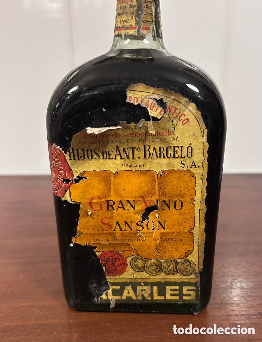 Coleccionismo de vinos y licores: VINO RANCIO VIEJO SANS&Oacute;N. BARCEL&Oacute;. BACARLES. M&Aacute;LAGA. QUINA. BOTELLA PRECINTADA Y LLENA