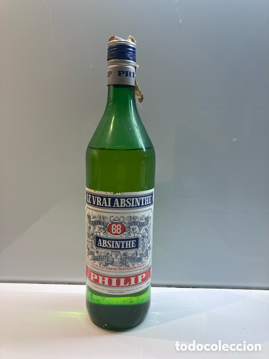 Coleccionismo de vinos y licores: Botella Le vrai absinthe 68 philip open abierta