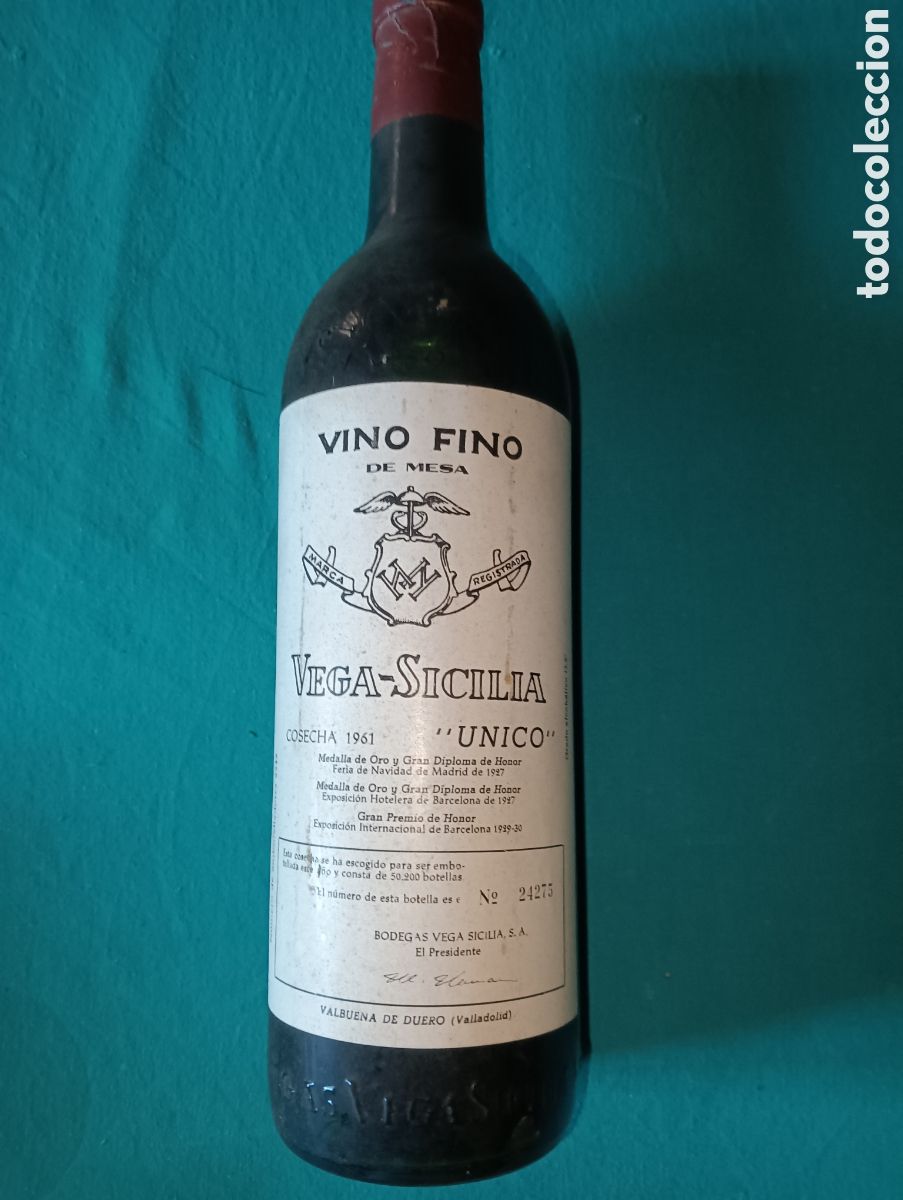 Coleccionismo de vinos y licores: Vega Sicilia &uacute;nico a&ntilde;o 1961