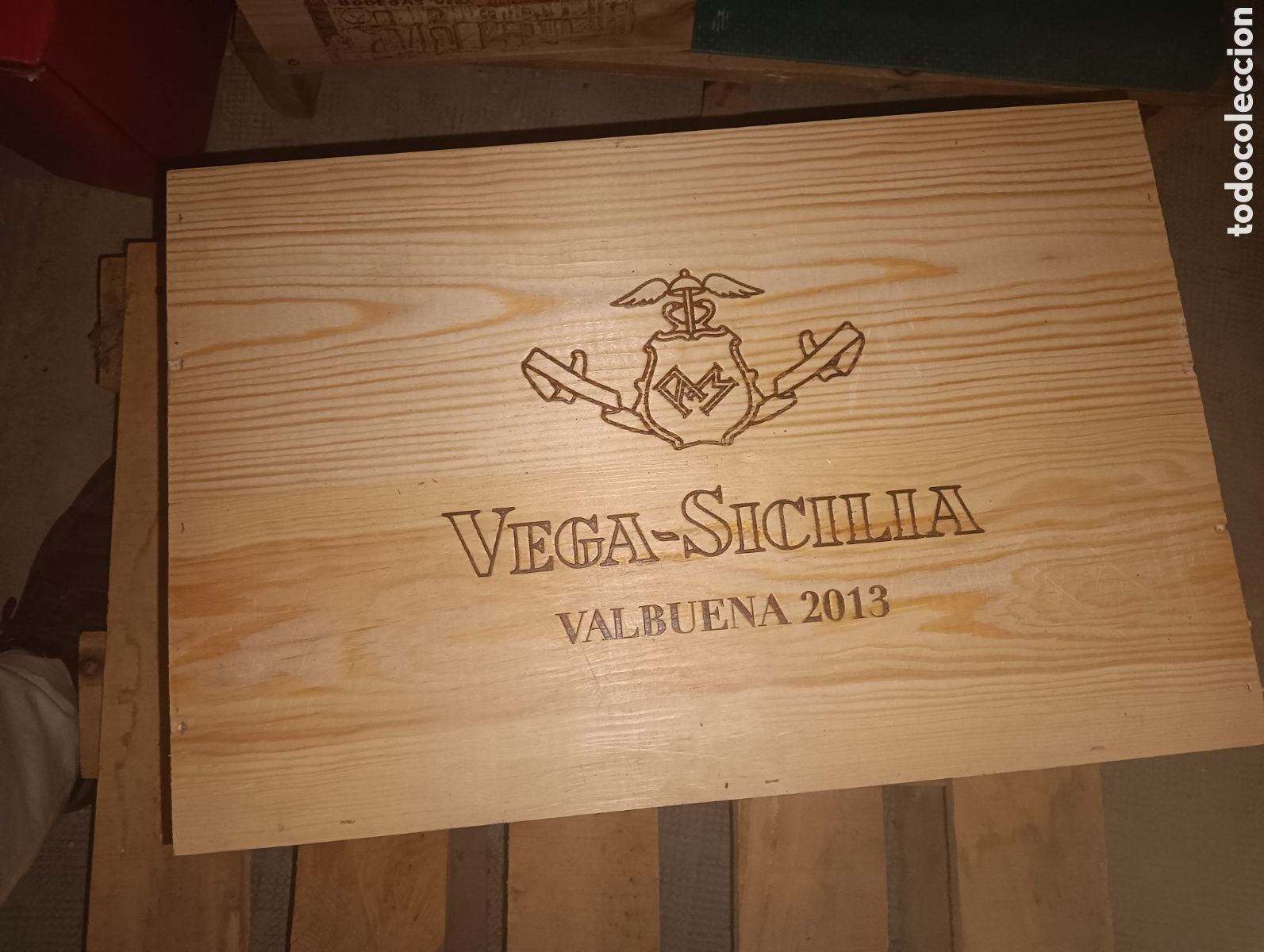Coleccionismo de vinos y licores: Caja de madera con seis botellas de tinto Valbuena a&ntilde;o 2013 Vega Sicilia