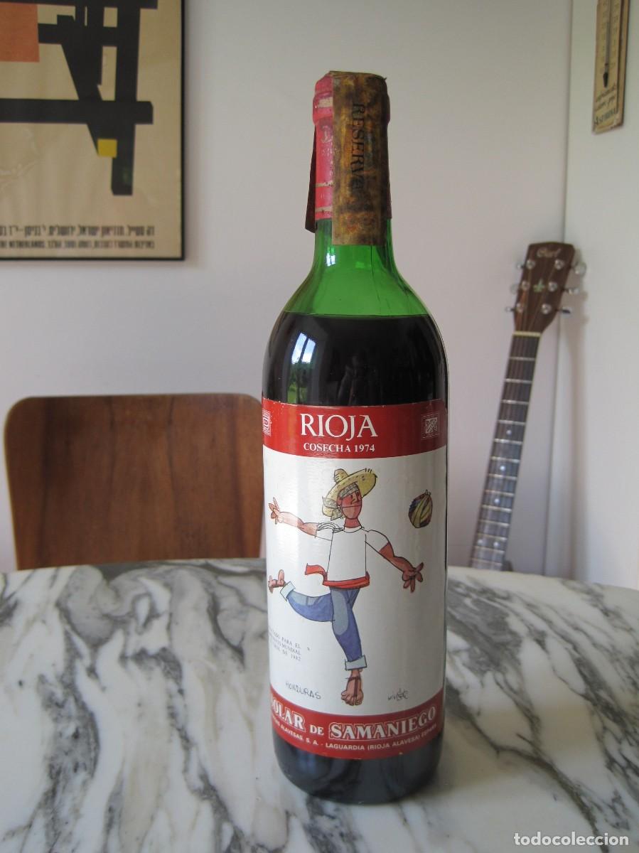 Coleccionismo de vinos y licores: BOTELLA DE VINO SOLAR DE SAMANIEGO - RIOJA COSECHA 1974 - MUNDIAL F&Uacute;TBOL 1982 - MINGOTE - HONDURAS