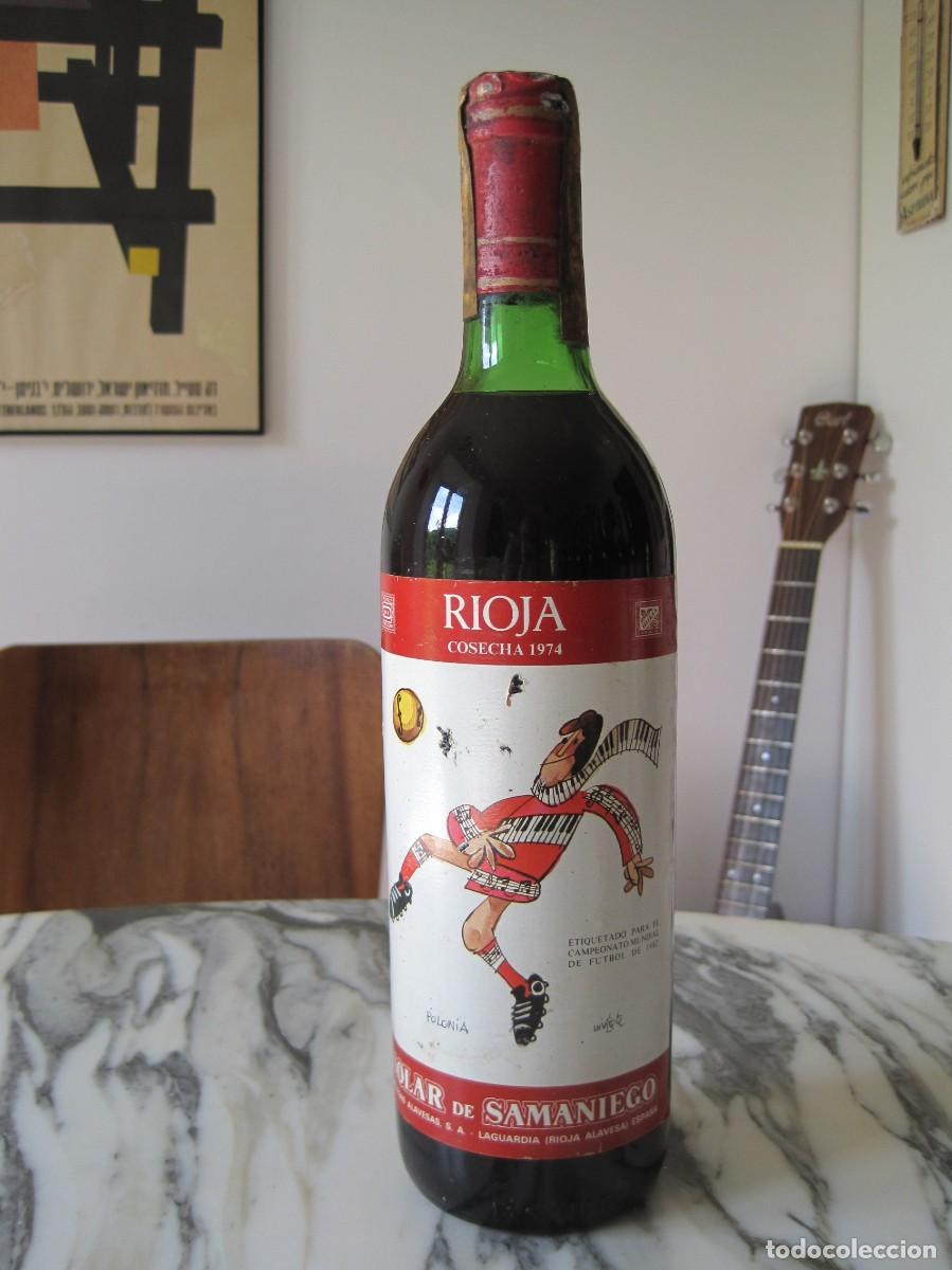 Coleccionismo de vinos y licores: BOTELLA DE VINO SOLAR DE SAMANIEGO - RIOJA COSECHA 1974 - MUNDIAL F&Uacute;TBOL 1982 - MINGOTE - POLONIA