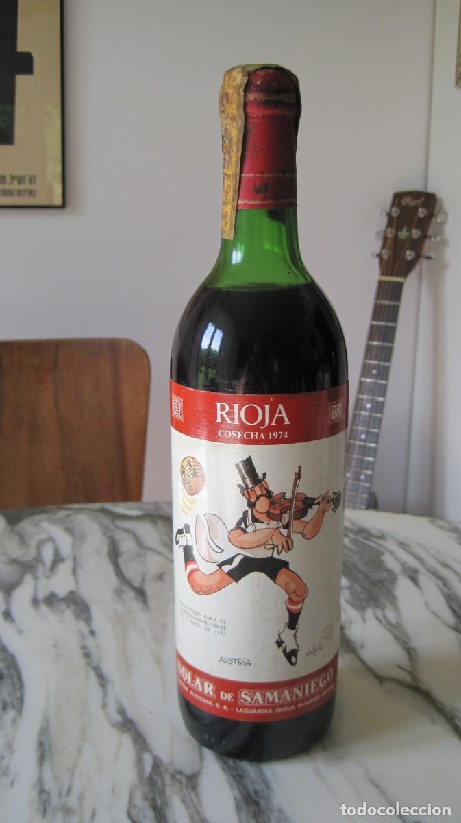 Coleccionismo de vinos y licores: BOTELLA DE VINO SOLAR DE SAMANIEGO - RIOJA COSECHA 1974 - MUNDIAL F&Uacute;TBOL 1982 - MINGOTE - AUSTRIA