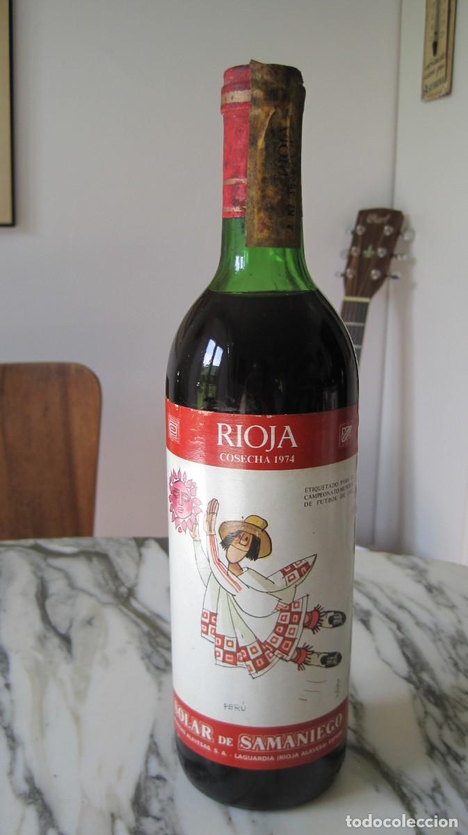 Coleccionismo de vinos y licores: BOTELLA DE VINO SOLAR DE SAMANIEGO - RIOJA COSECHA 1974 - MUNDIAL F&Uacute;TBOL 1982 - MINGOTE - PER&Uacute;