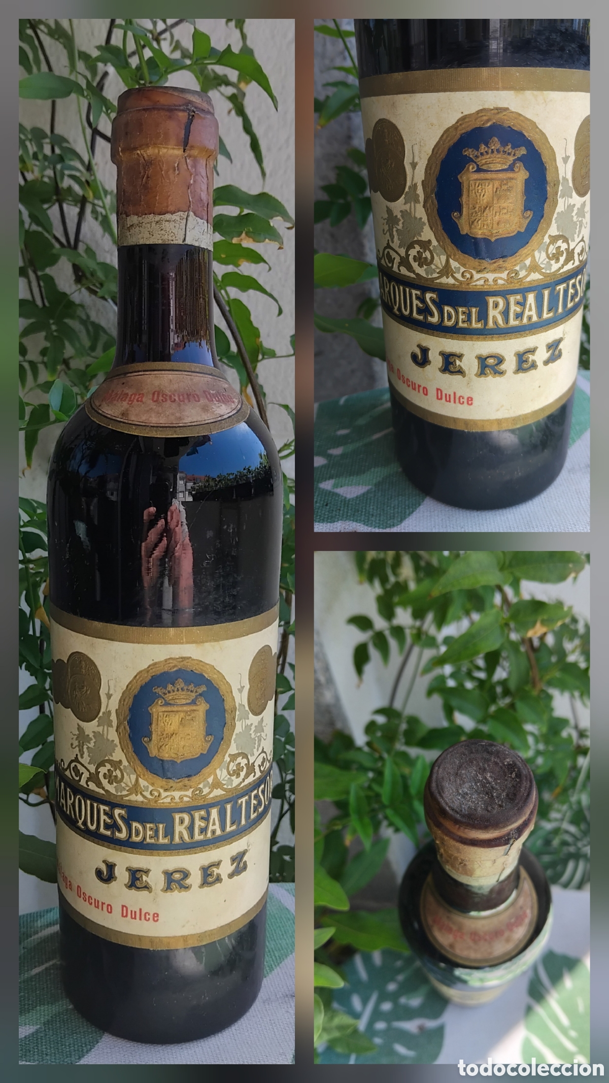 Coleccionismo de vinos y licores: Botella vino m&aacute;laga oscuro Marqu&eacute;s Real Tesoro